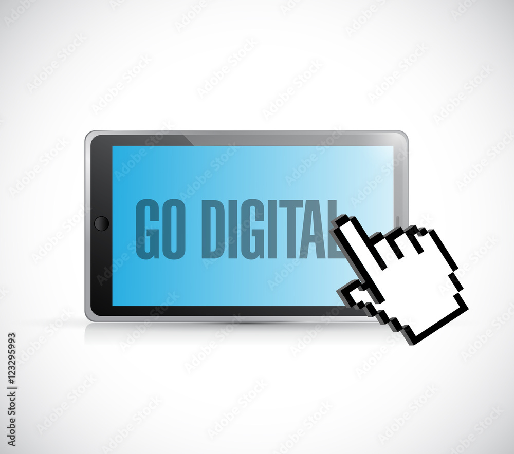 go digital tablet and cursor illustration go digital tablet and cursor illustration