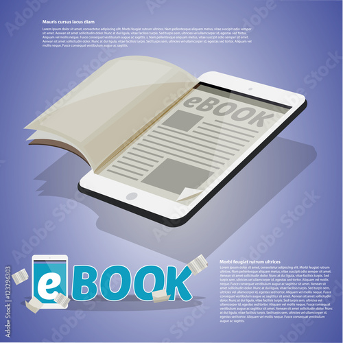 paper on tablet, Ebook concept. typographic design - vector photo