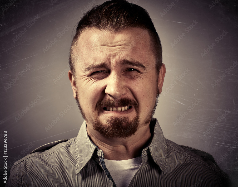 Fototapeta premium Sad unhappy man face.
