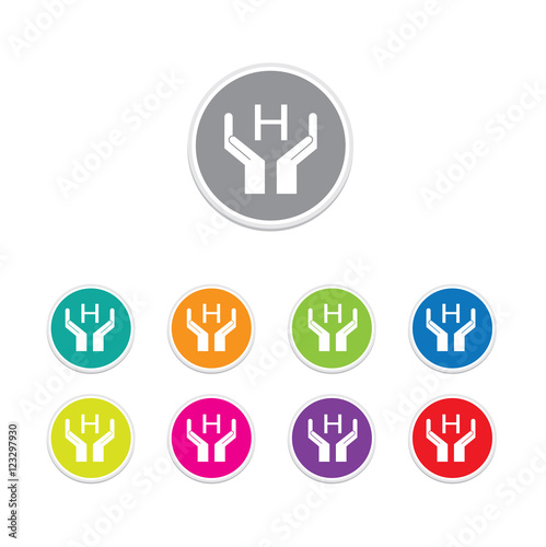 Vector - hospital icon button. Round stickers. 