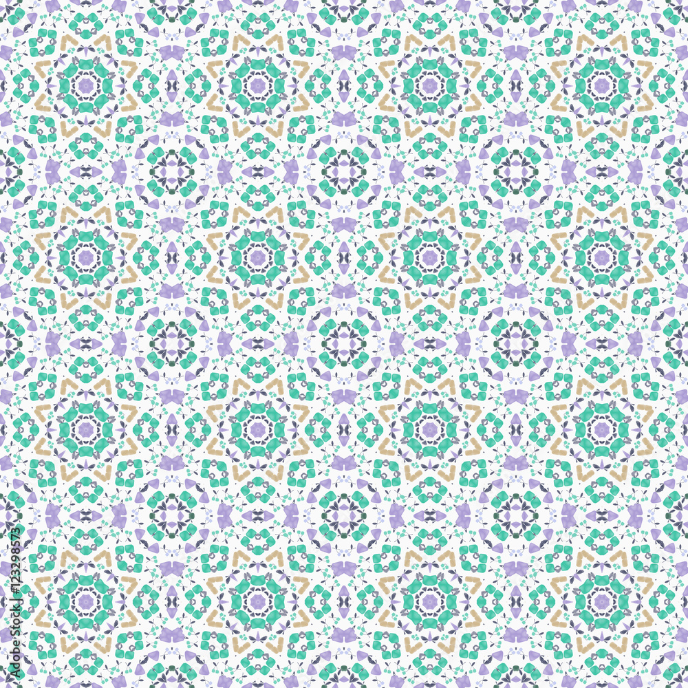 Folk ornamental textile seamless kaleidoscopic pattern print