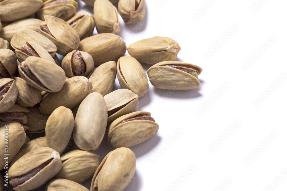 pistachios on a white background pistachios on a white background