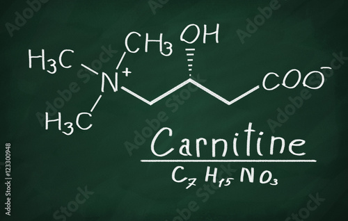 Structural model of Carnitine on the blackboard. photo