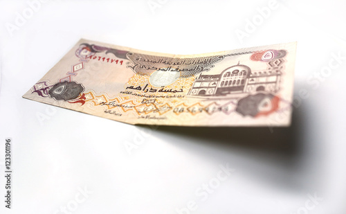 United Arab Emirates Dirham currency on white background