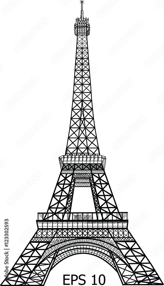 Eiffel Tower in Paris vector illustration, EPS 10.