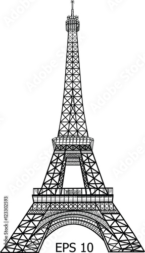Eiffel Tower in Paris vector illustration, EPS 10.