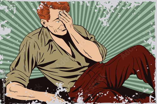 Upset man lying. Big problems.