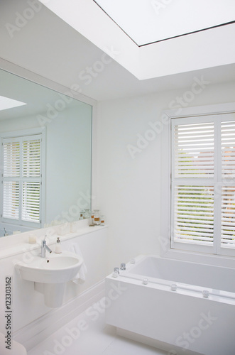 Modern Bathroom interior. Beautiful Large Bathroom in Luxury Home