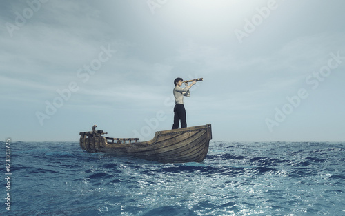 Foto Man with spyglass