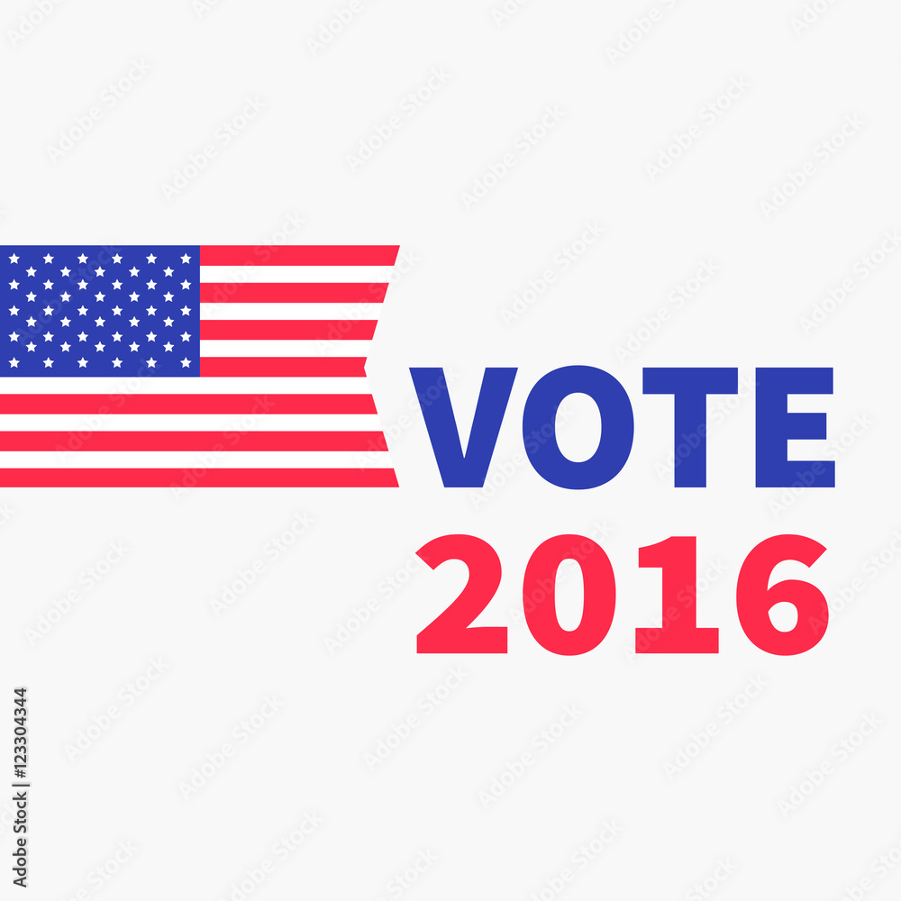 Voting concept. President election day 2016. American flag. Isolated White background Flat design Card Voting concept. President election day 2016. American flag. Isolated White background Flat design Card