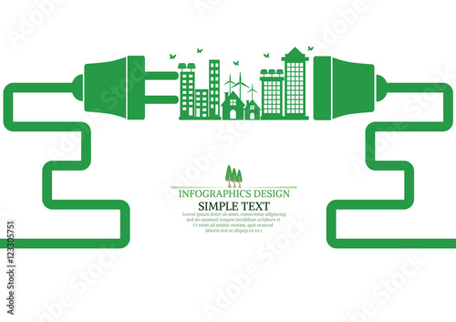 Ecology connection electrical plug concept background . Vector