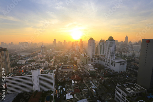 BANGKOK  THAILAND  beautiful foggy sunset ov