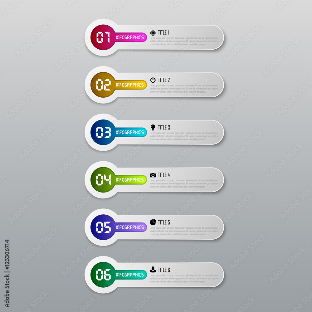 Infographic business concept with 6 options, parts, steps. Infographic design template and marketing icons