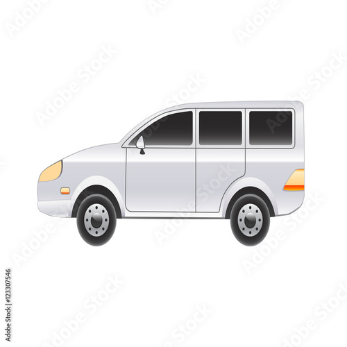 Family car on a white