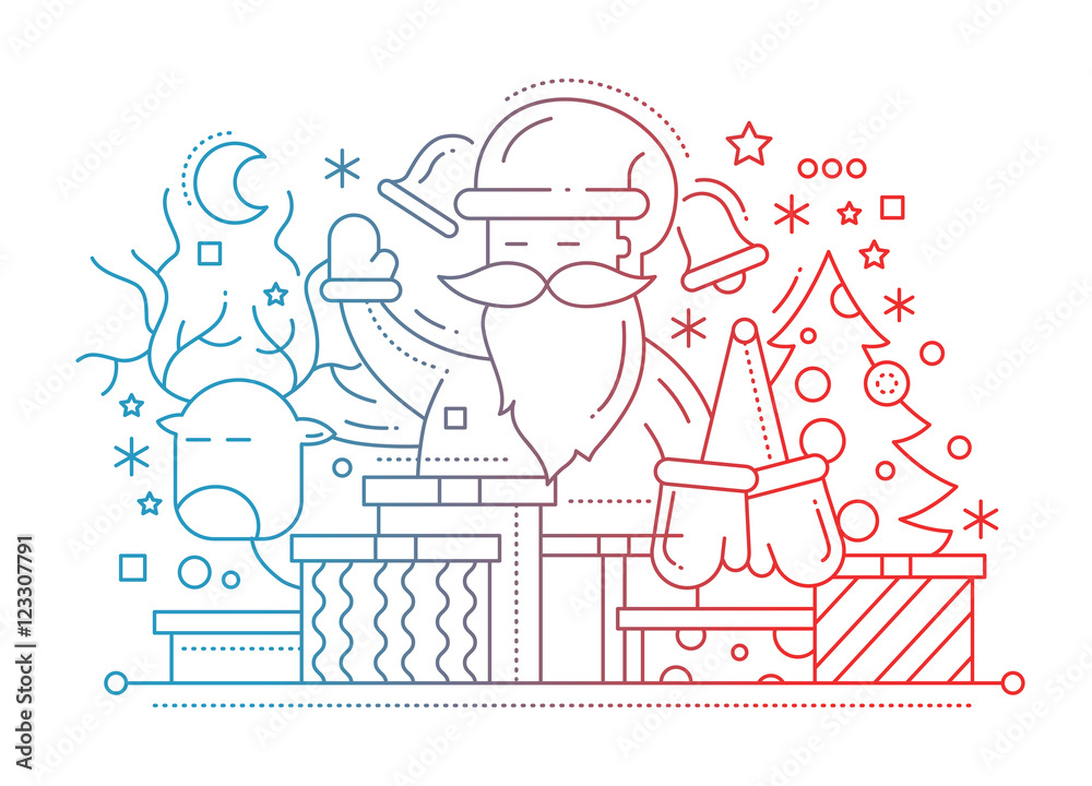Merry Christmas - line design card Merry Christmas - line design card