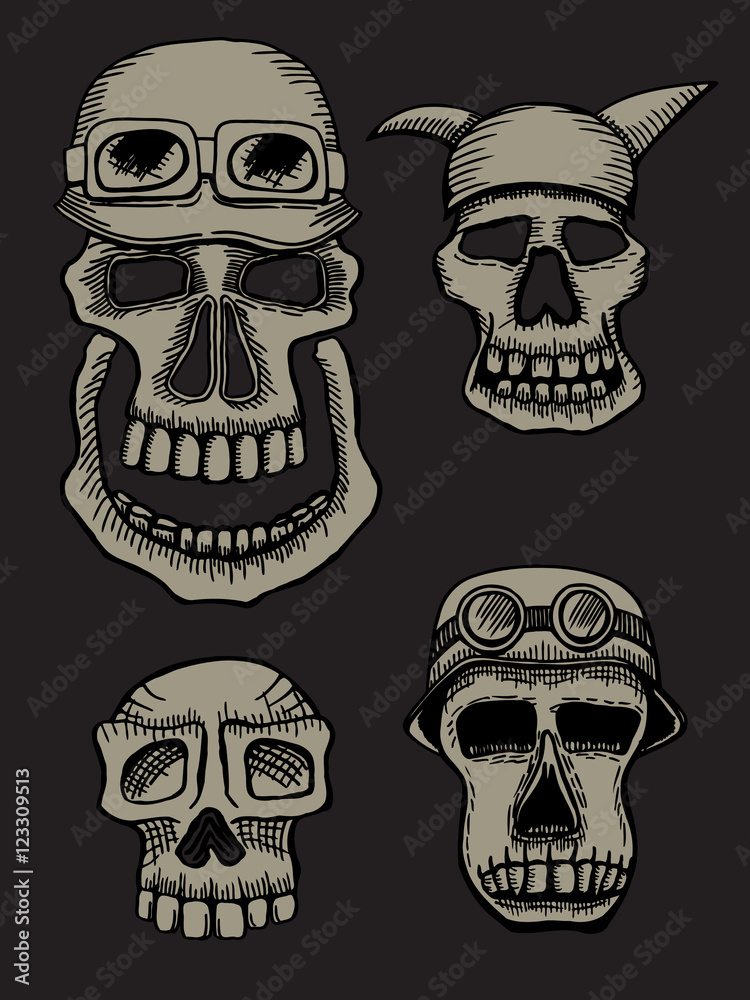 Skulls in helmet