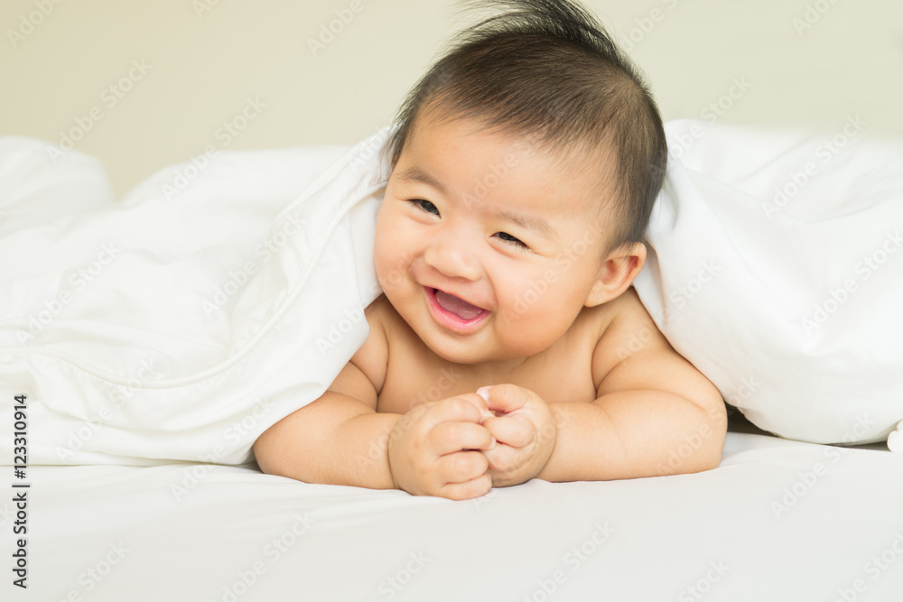 Cute newborn asian girl sleeping in the room Cute newborn asian girl sleeping in the room