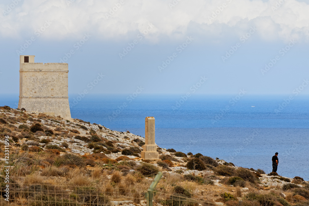 Man on the cliff of Qrendi, Malta