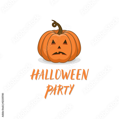 Halloween pumpking carved sadly face vector illustration