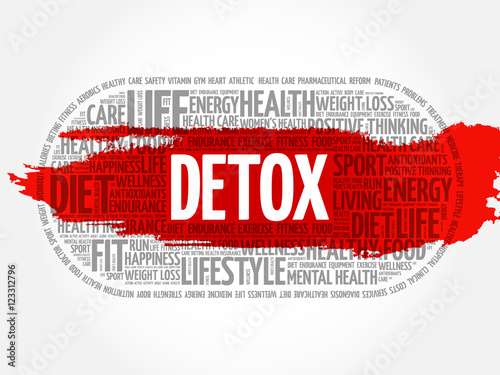 DETOX word cloud collage, fitness, health concept