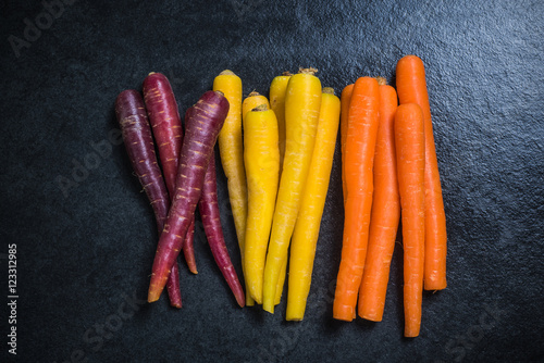 Colorful carrots top view