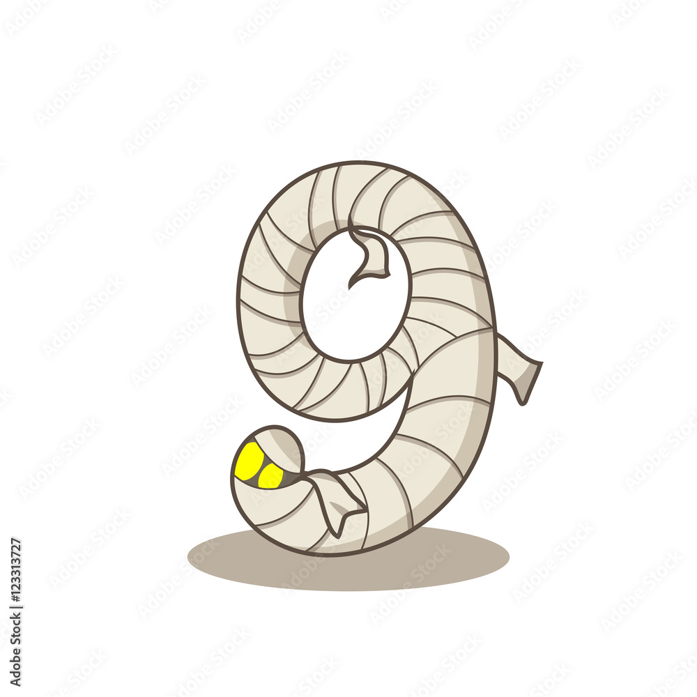 Fototapeta premium The mummy font number on the white background