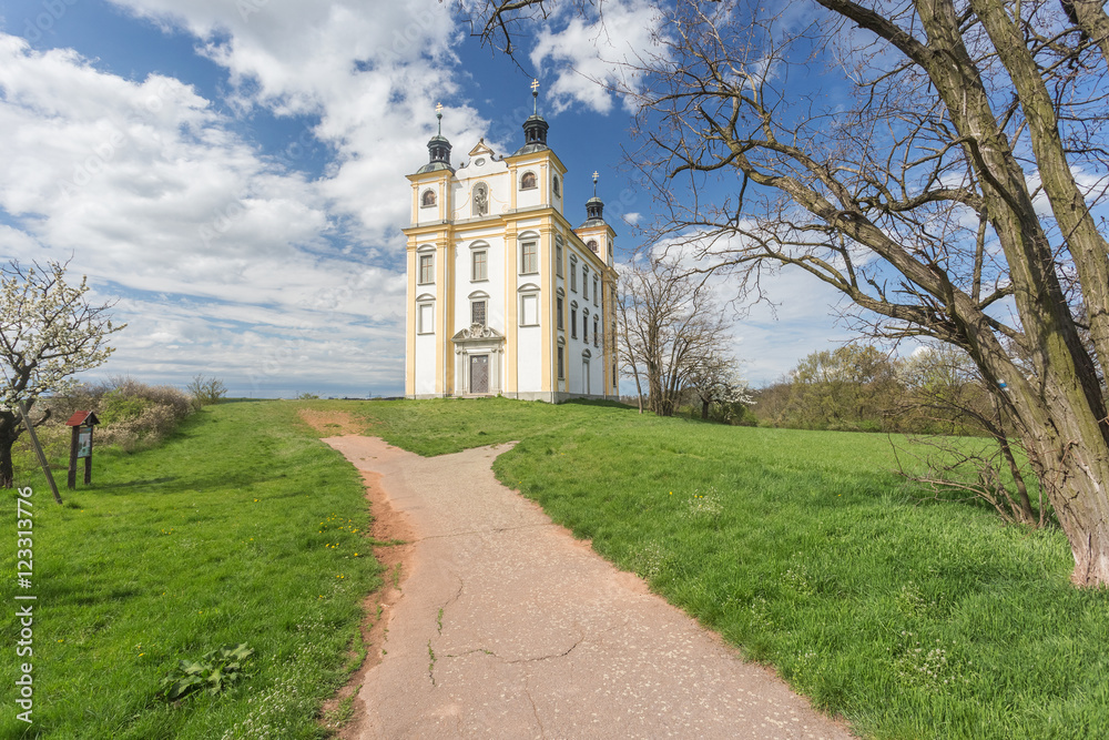 Moravsky Krumlov, Chapel of St. Florian. spring landscape. South Moravsky Krumlov, Chapel of St. Florian. spring landscape. South