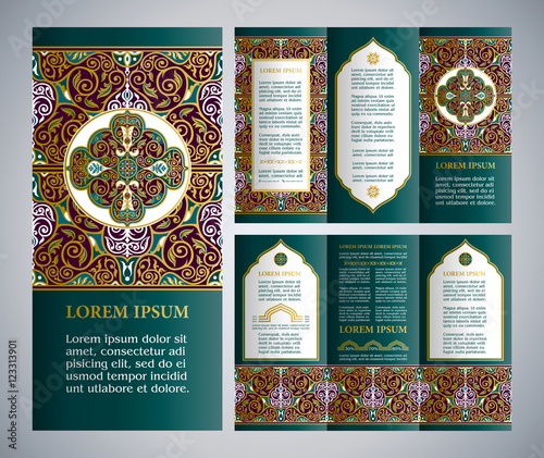 Vintage islamic style Vector brochure and A4 flyer design