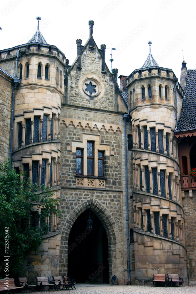 Beautifully decorated tower at the castle of Marienburg (Germany)