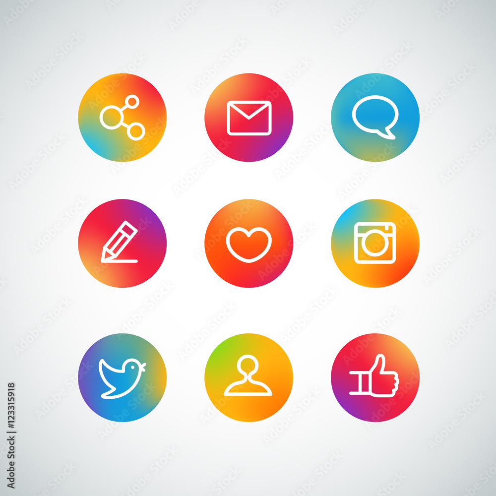 Different web color icons set. Social media pictograms Different web color icons set. Social media pictograms