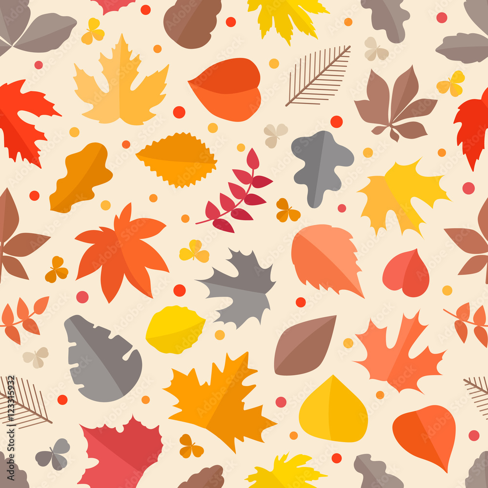 Autumn seamless vector pattern. Fall leaves collection Autumn seamless vector pattern. Fall leaves collection