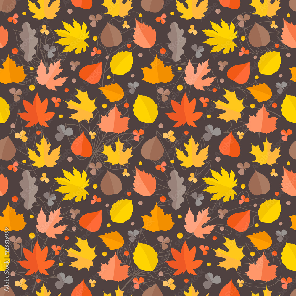 Autumn seamless vector pattern. Fall leaves collection Autumn seamless vector pattern. Fall leaves collection