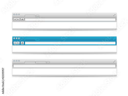 Opened browser headers set. Vector mockup. Past your content int