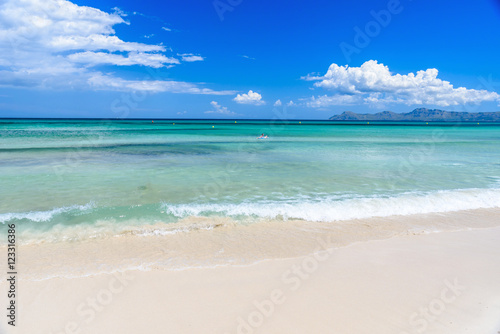 Pier at Playa Muro - beautiful beach on Mallorca  balearic island of spain