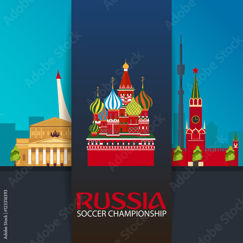 Russia Football banner. Vector flat illustration. Sport.
