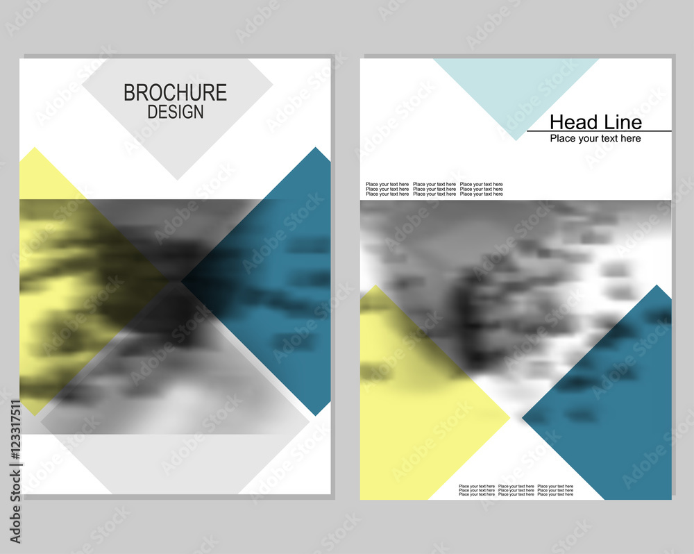 Vector brochure cover templates with blurred abstract cubes. EPS 10