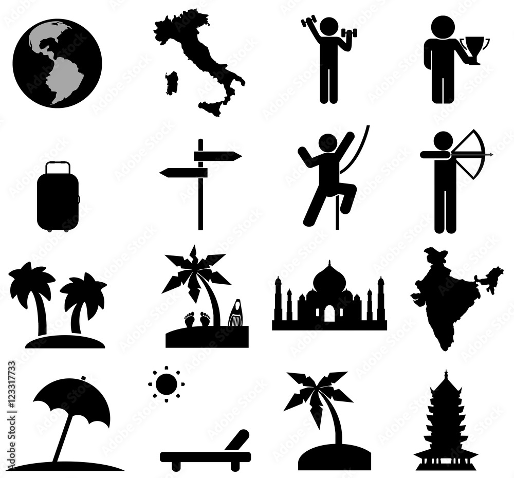 Vacances et loisirs en 16 icônes Vacances et loisirs en 16 icônes