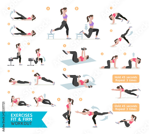 Woman workout fitness  aerobic and exercises. Vector Illustratio