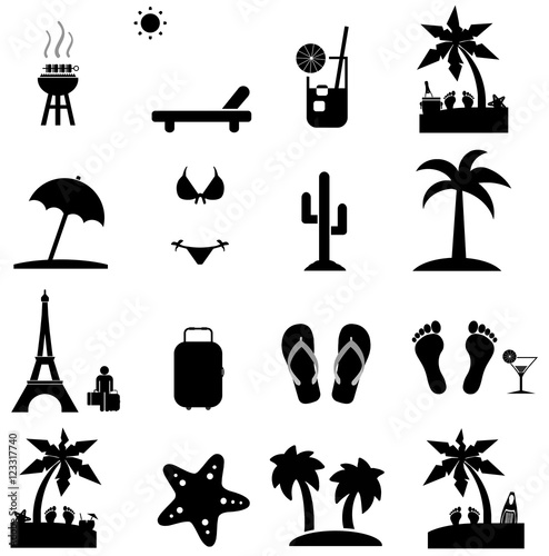 Vacances et plage en 16 icônes