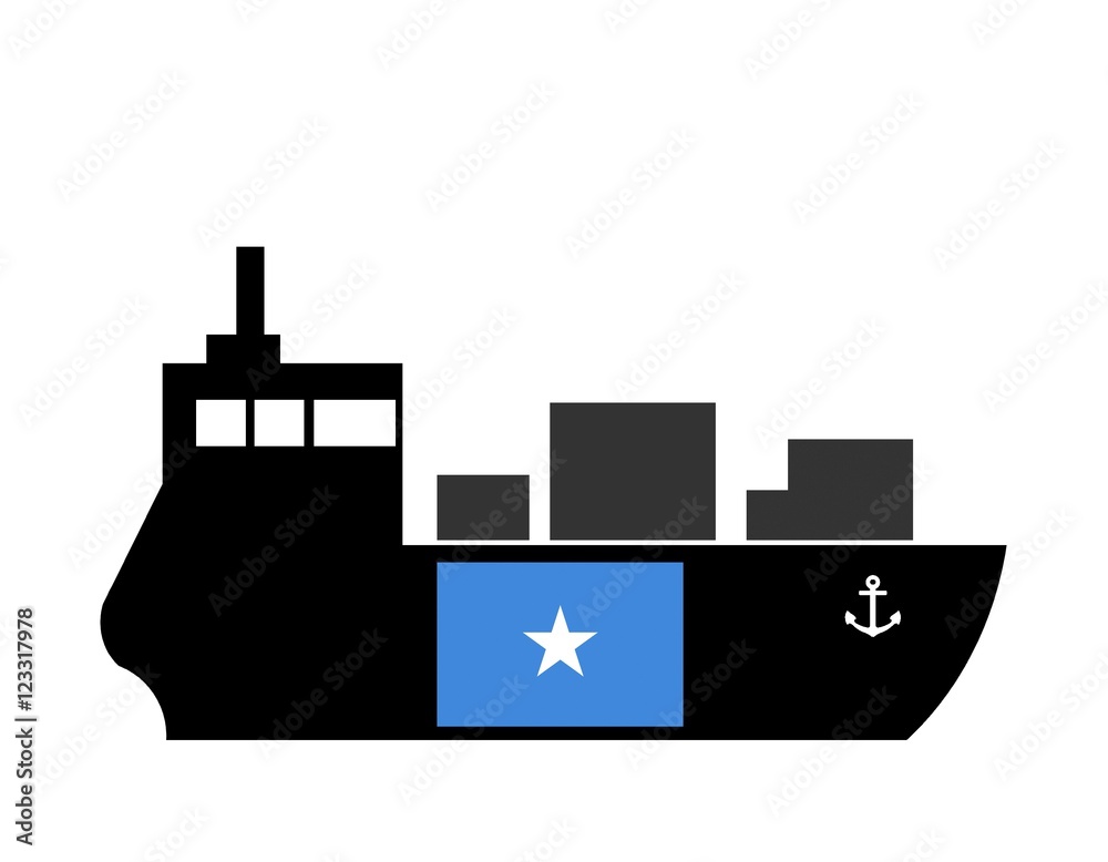 Drapeau de la Somalie sur un bateau cargo