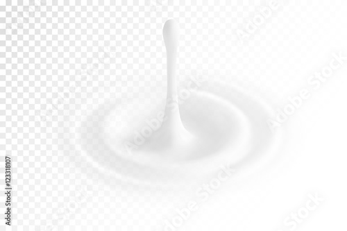 milk or white liquid drop, ripple surface. Cream circle with falling drip. Yogurt wave made by gradient mesh tool. isolated. vector. 3d illustration.