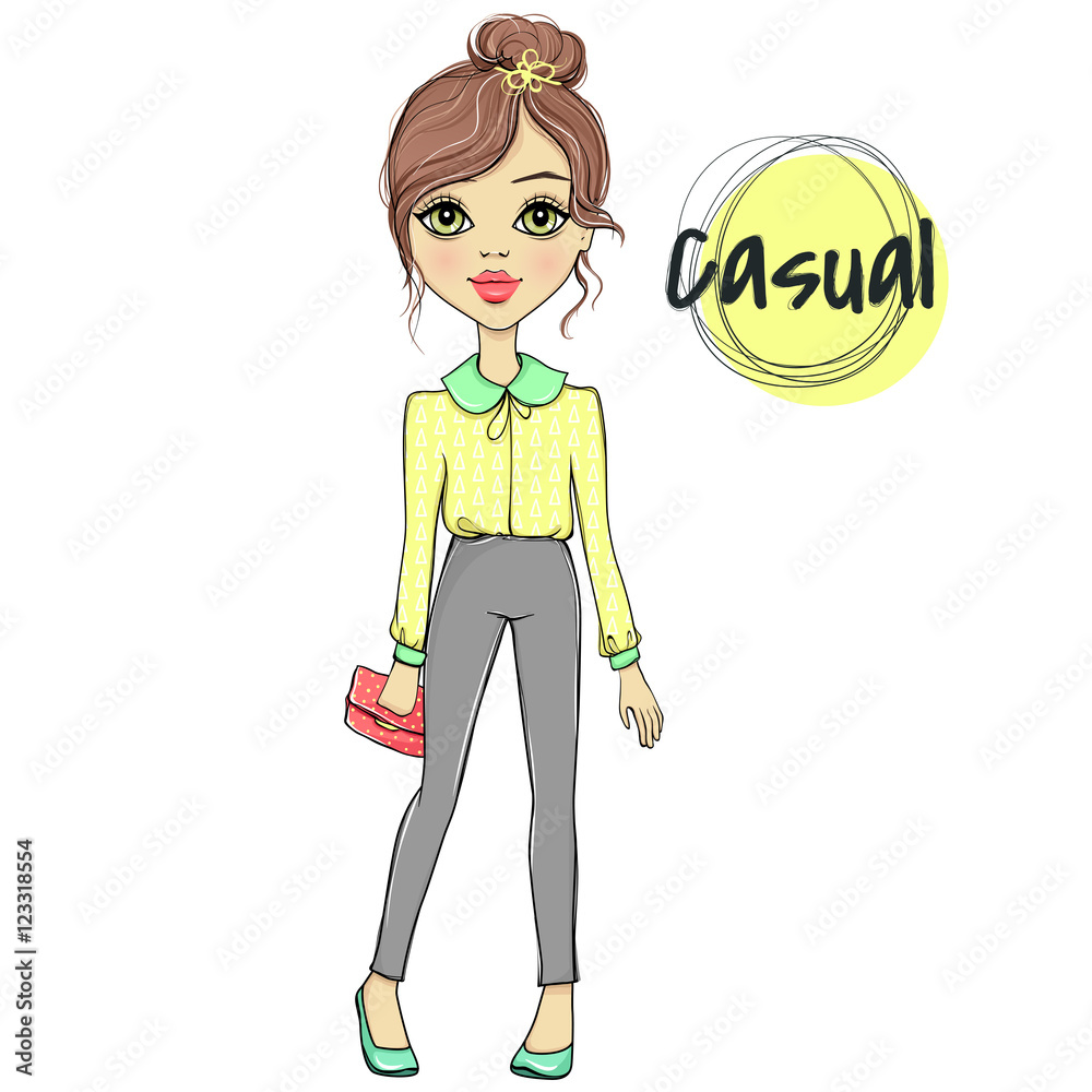 Vector fashion girl. Sketch model. Stylish woman. Female trendy ...
