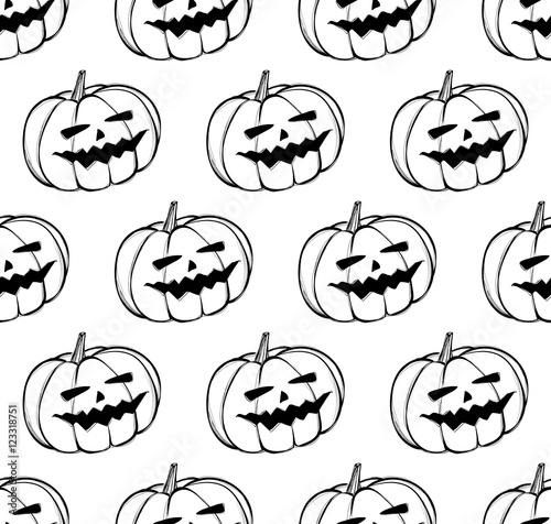 Vector seamless pattern with pumpkin