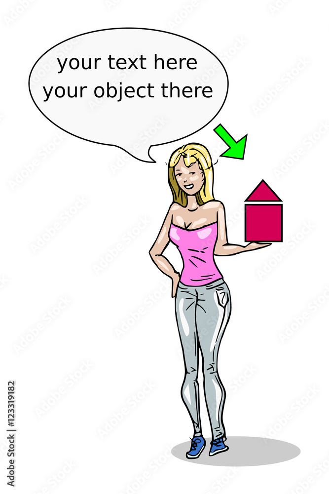 Meisje presenteert een product