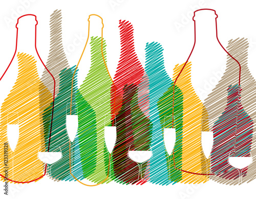Alcohol bottles and glasses vector