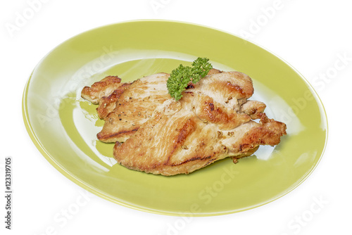 escalopes grillées sur assiette