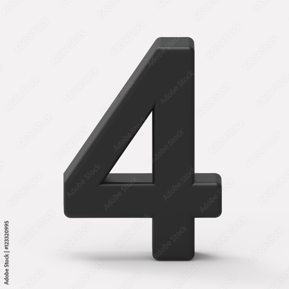 3d black number 4 3d black number 4
