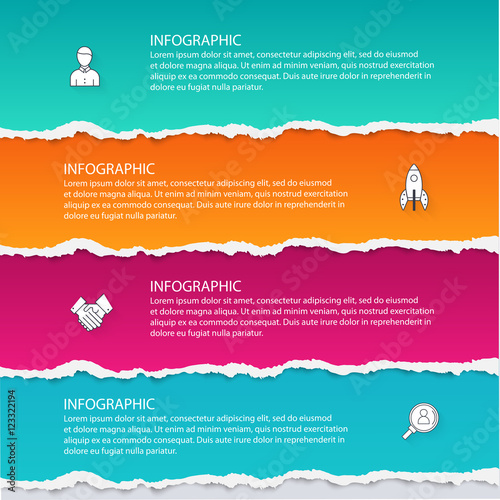 Torn paper background. Abstract infographics template ripped pap