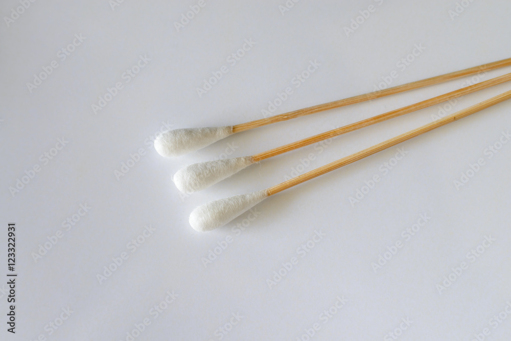 Cotton buds on white background