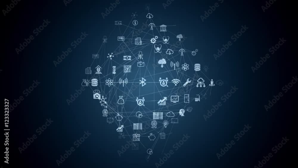 internet of things slow motion a lot of connections between things, cloud technology